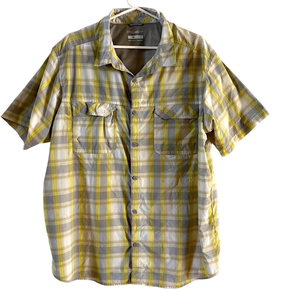 Columbia Omni-Shade Mens XXL Plaid Short Sleeve Vented Fishing Hiking Shirt